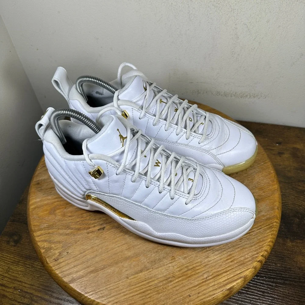 Air Jordan 12 Low Golf Metallic Gold White Shoes DM0106-117 Mens Size 7